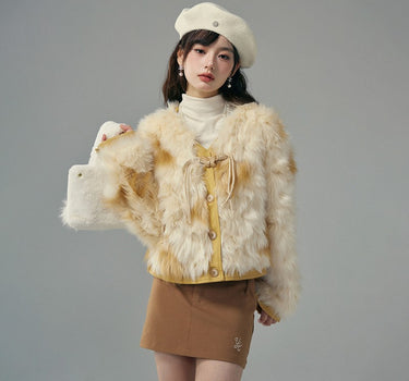 yoodaily - Caramel winter plush eco friendly fur coat