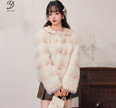 yoodaily - Rose winter doll collar fur coat