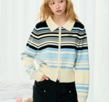 ECHOSTA - Original design new collegiate striped knitted cardigan