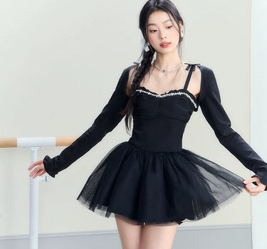 underpass - Black Slim Strap Fluffy Dress