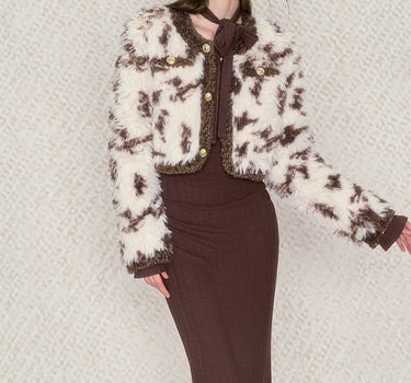 underpass - White coffee color matching warm fur short coat