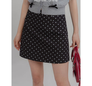 LOVEHEYNEW - High waist slim a-line hip polka dot skirt