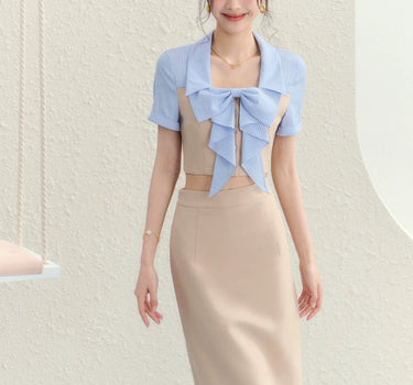 underpass - Square Neck Bow Shirt Half length Dress Two Piece Set