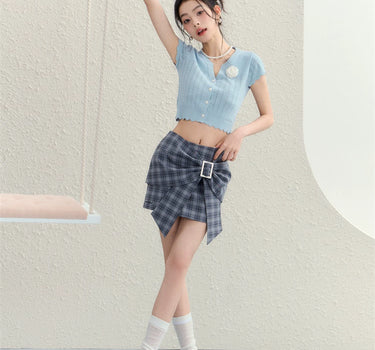 underpass - Plaid high-waist bow short skirt