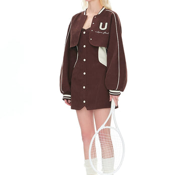 underpass - Chocolate Baseball American Campus Brown Jacket Waist Suit