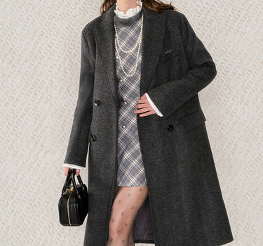 underpass - Black quilted woolen long coat