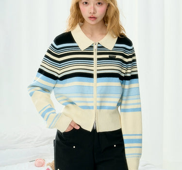 ECHOSTA - Original design new collegiate striped knitted cardigan