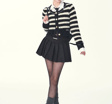 underpass - Contrasting stripes top with bottom knitted cardigan