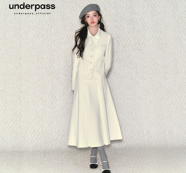 underpass - Color bow pleated long skirt two-piece suit