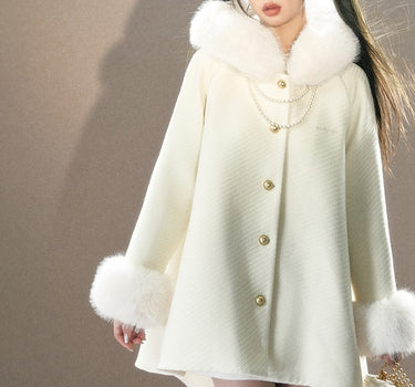 underpass - Milky White Fur Thick Woolen Coat Jacket