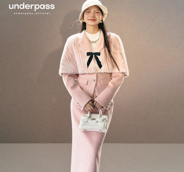 underpass - Bow waist cape long skirt two-piece suit