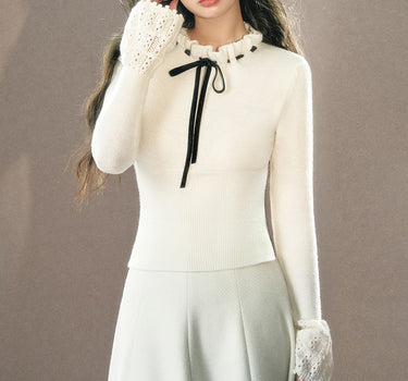 underpass - Bell sleeve bow bottoming wool sweater