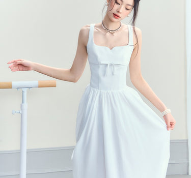 underpass - Suspender textured long white dress