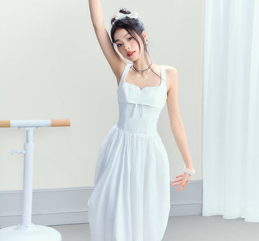 underpass - Suspender textured long white dress