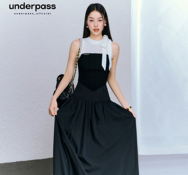 underpass - Strapless knitted vest half-length pleated umbrella skirt suit