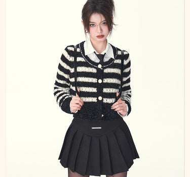 underpass - Contrasting stripes top with bottom knitted cardigan