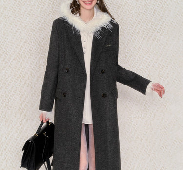 underpass - Black quilted woolen long coat