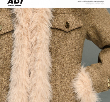 ANDYET AD1 - Workwear wind fur collar cotton woolen jacket