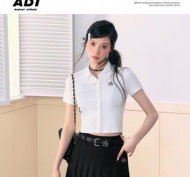 ANDYET AD1 - Slim fit short POLO collar top