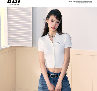 ANDYET AD1 - Slim fit short POLO collar top