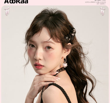 AooRaa - Tri Color Diamond Rose Bow Hair Clip