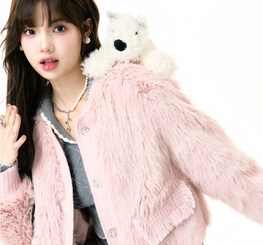 chummy - Small fragrant style fur plush short jacket