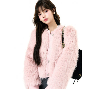 chummy - Small fragrant style fur plush short jacket