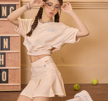 GirlyFancyClub - Skirt Sports Style And T-Shirt Top Suit